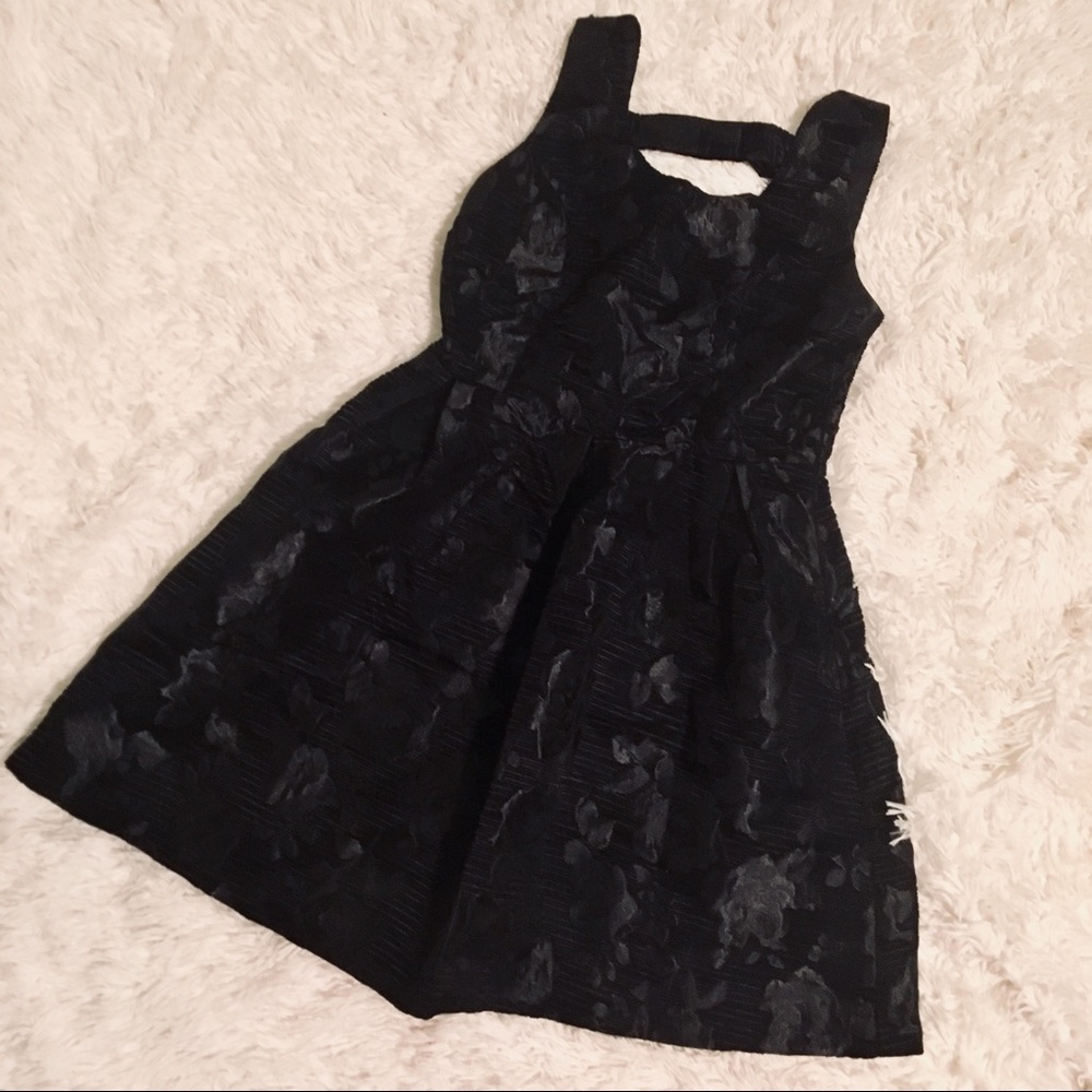 F21 Black Floral Embroidered Dress